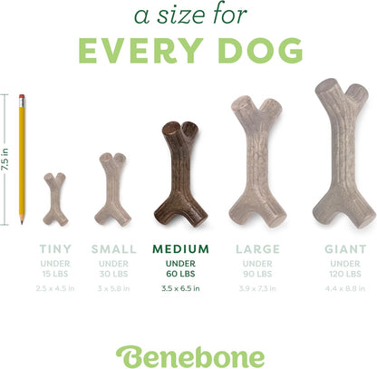 Maplestick Durable Dog Chew Toy for Aggressive Chewers, Real Maplewood, Made in USA, Medium